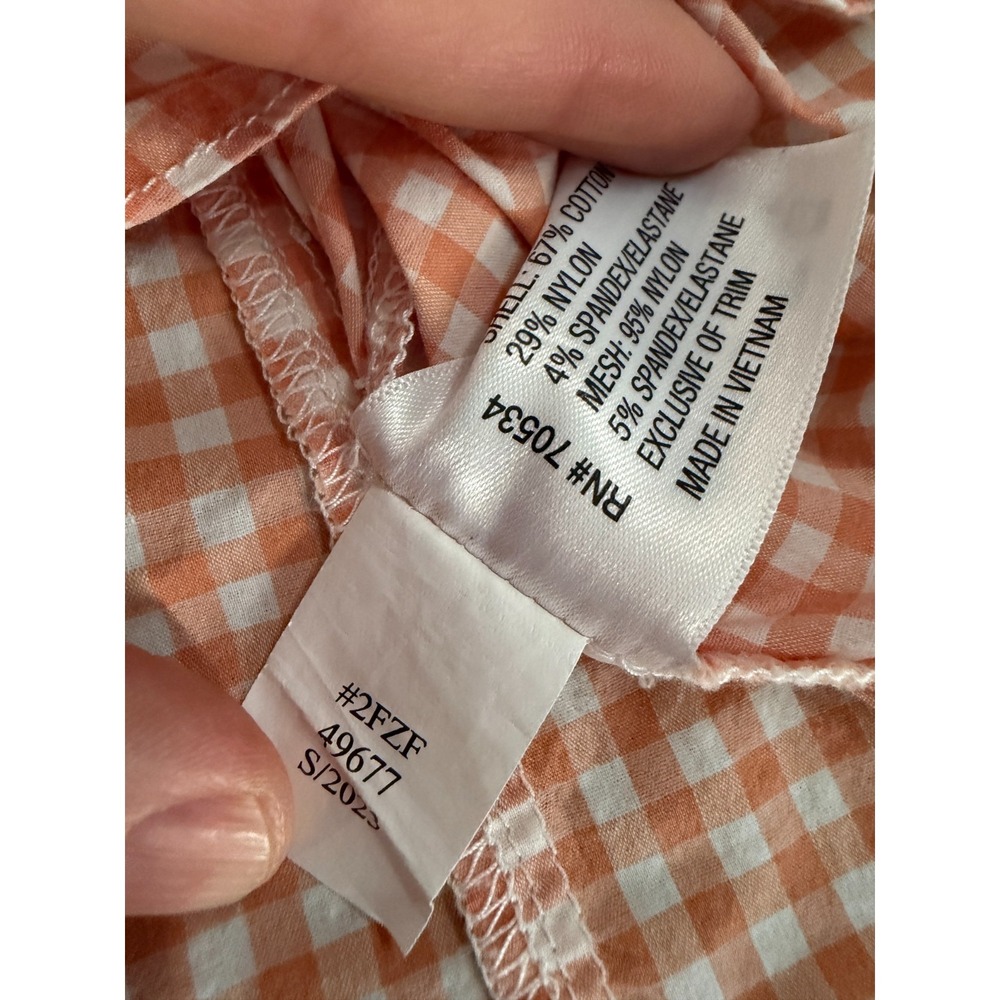 Orvis River Guide Top Womens M Orange White Vented Gingham Shirt Hiking Outdoor - Picture 13 of 14